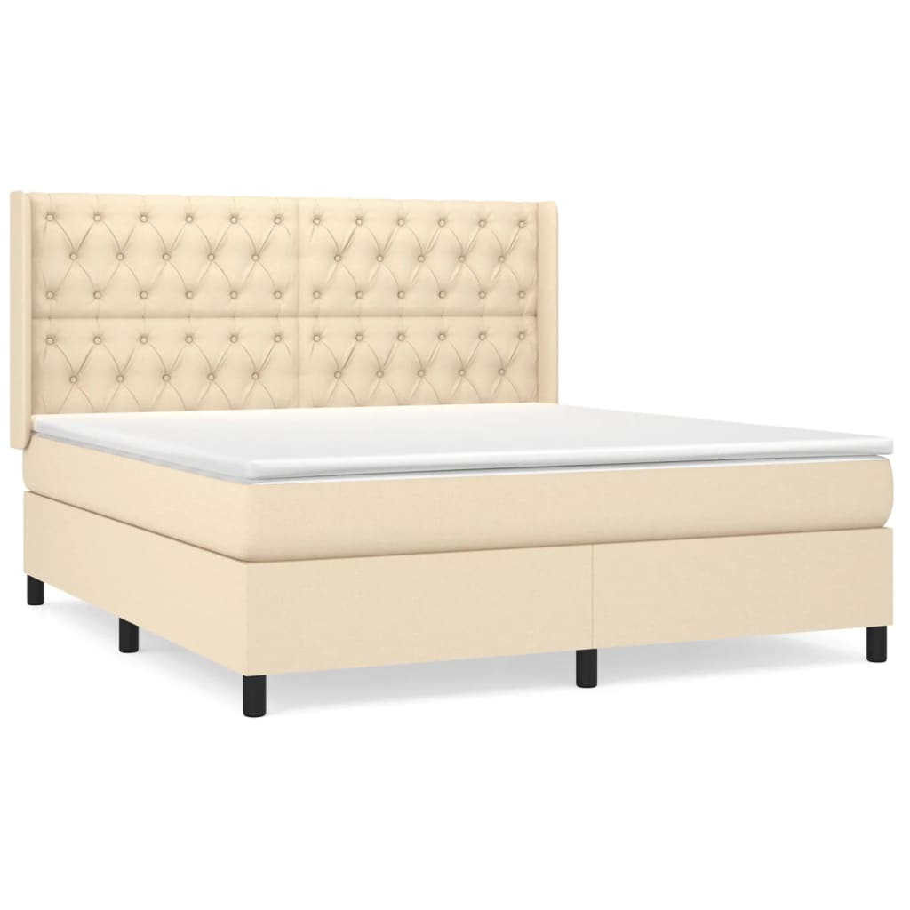 vidaXL Κρεβάτι Boxspring με Στρώμα Κρεμ 160x200 εκ. Υφασμάτινο