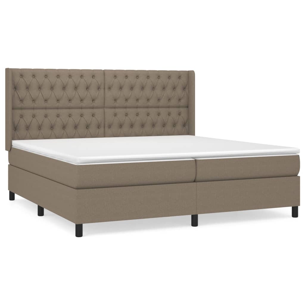 vidaXL Κρεβάτι Boxspring με Στρώμα Taupe 200x200 εκ. Υφασμάτινο