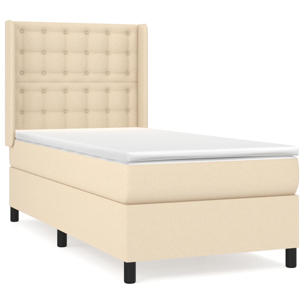 vidaXL Κρεβάτι Boxspring με Στρώμα Κρεμ 80 x 200 εκ. Υφασμάτινο