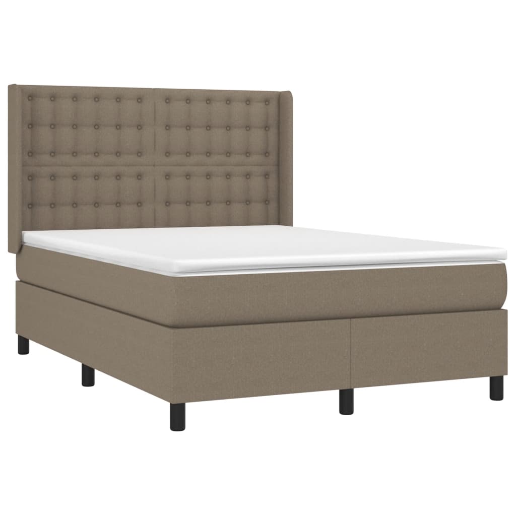 vidaXL Κρεβάτι Boxspring με Στρώμα Taupe 140x190 εκ. Υφασμάτινο