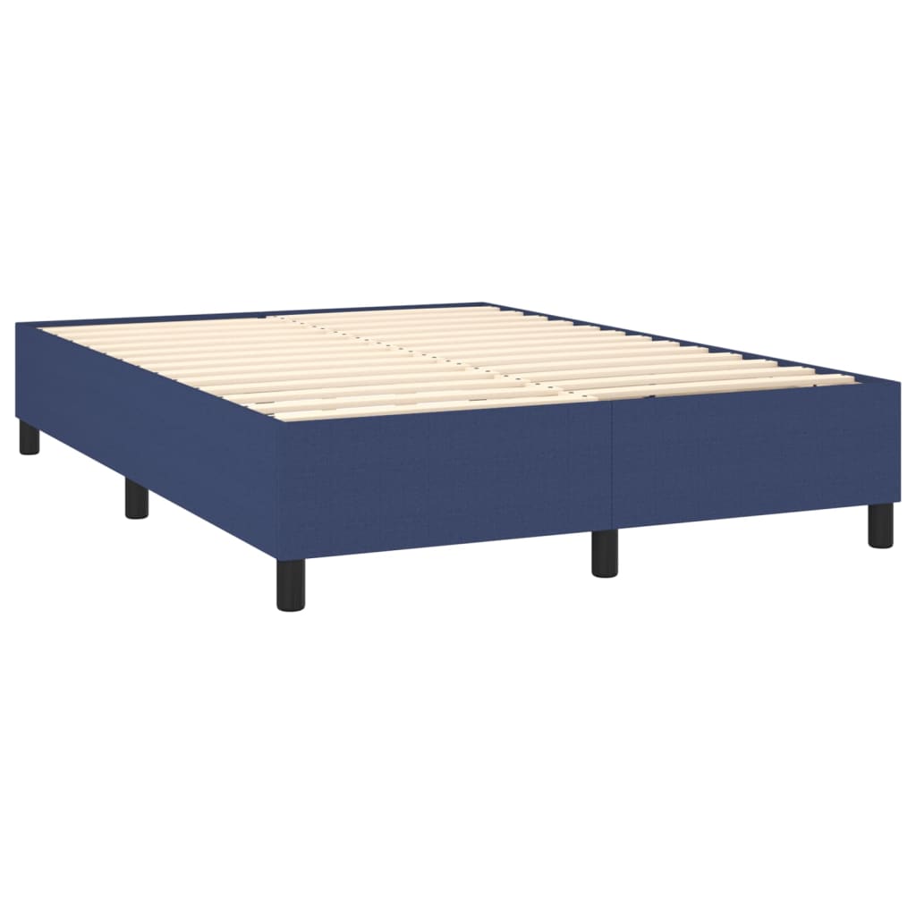 vidaXL Κρεβάτι Boxspring με Στρώμα Μπλε 140x190 εκ. Υφασμάτινο
