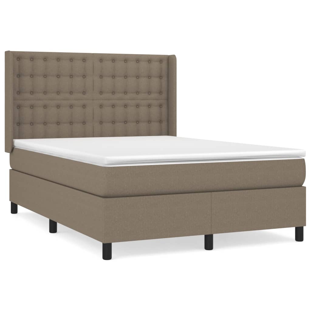 vidaXL Κρεβάτι Boxspring με Στρώμα Taupe 140x200 εκ. Υφασμάτινο