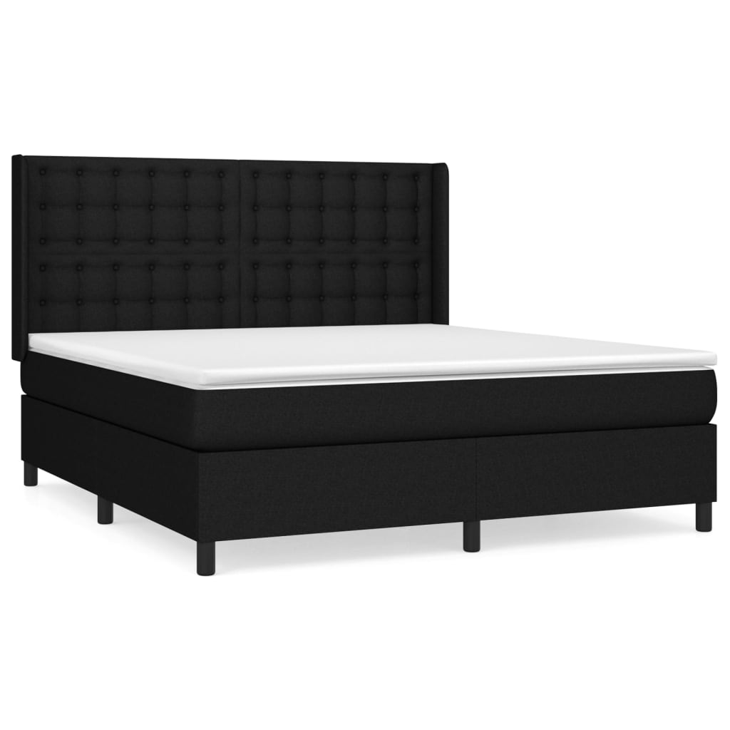 vidaXL Κρεβάτι Boxspring με Στρώμα Μαύρο 160x200 εκ. Υφασμάτινο