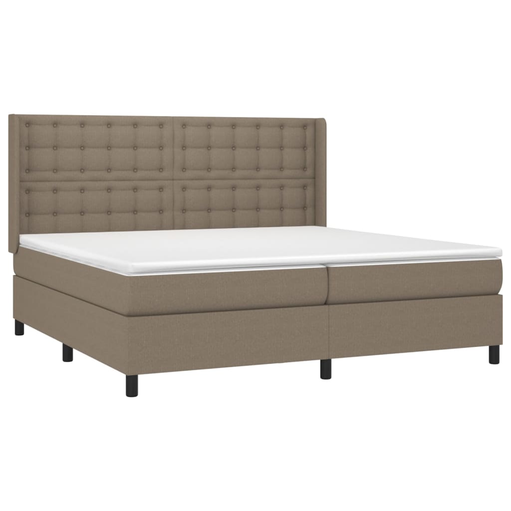 vidaXL Κρεβάτι Boxspring με Στρώμα Taupe 200x200 εκ. Υφασμάτινο