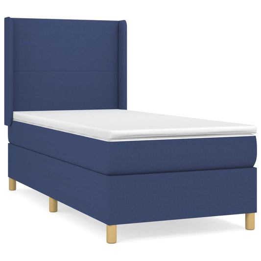 vidaXL Κρεβάτι Boxspring με Στρώμα Μπλε 80x200 εκ. Υφασμάτινο