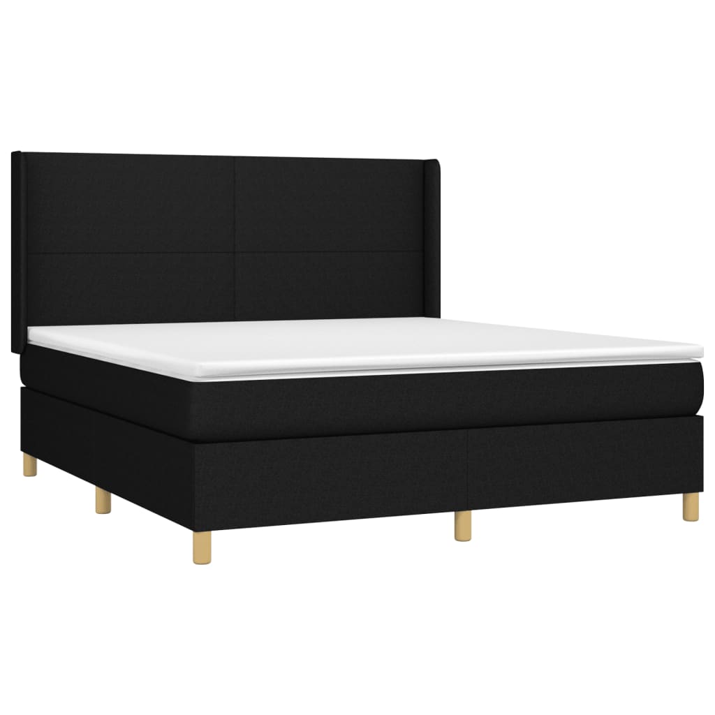 vidaXL Κρεβάτι Boxspring με Στρώμα Μαύρο 160x200 εκ. Υφασμάτινο