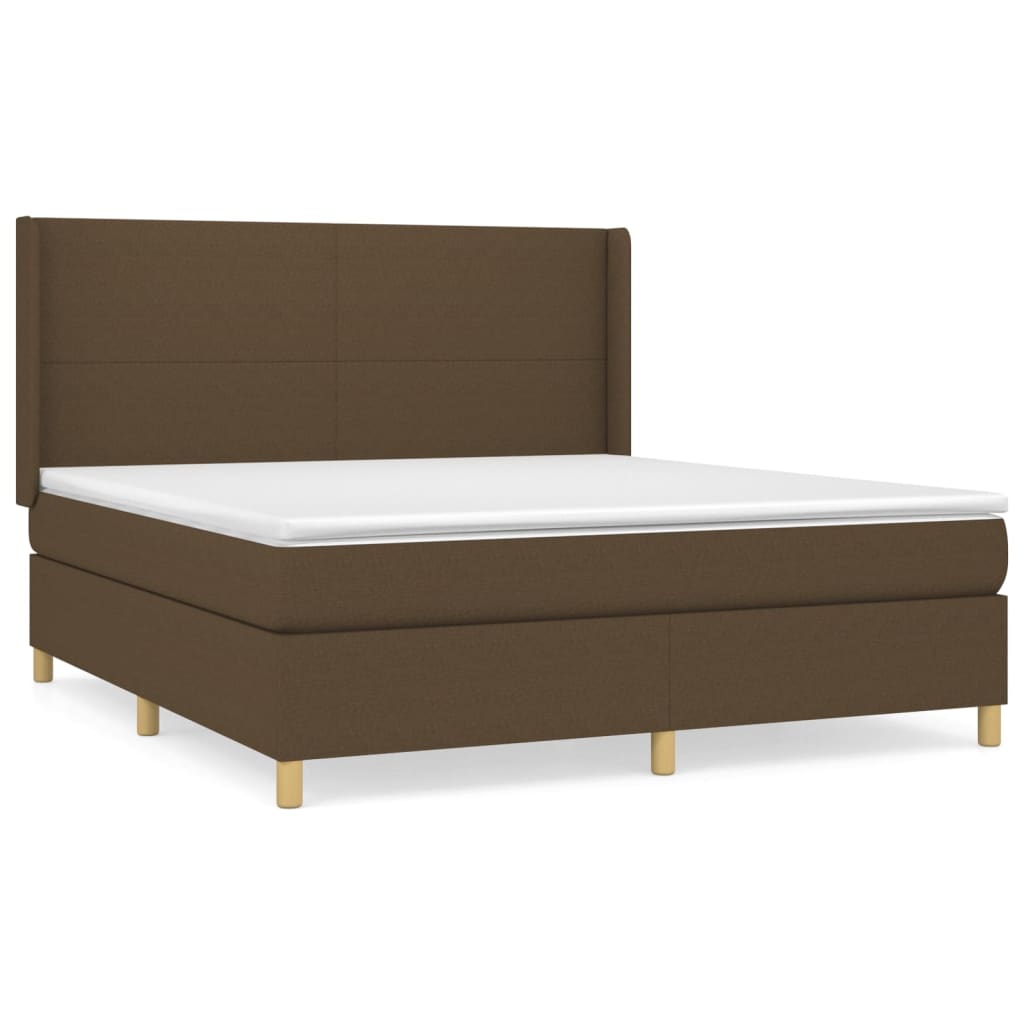 vidaXL Κρεβάτι Boxspring με Στρώμα Σκούρο Καφέ 160x200 εκ Υφασμάτινο