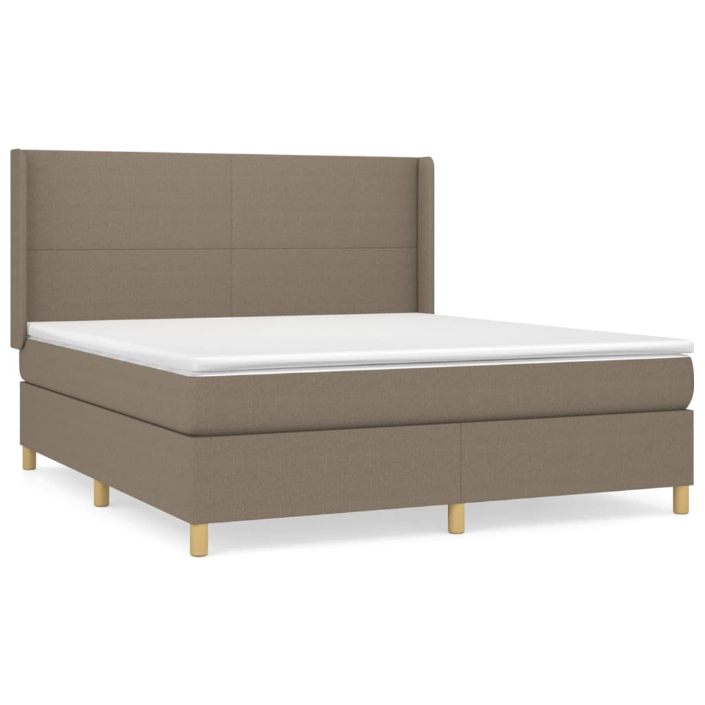 vidaXL Κρεβάτι Boxspring με Στρώμα Taupe 180x200 εκ. Υφασμάτινο