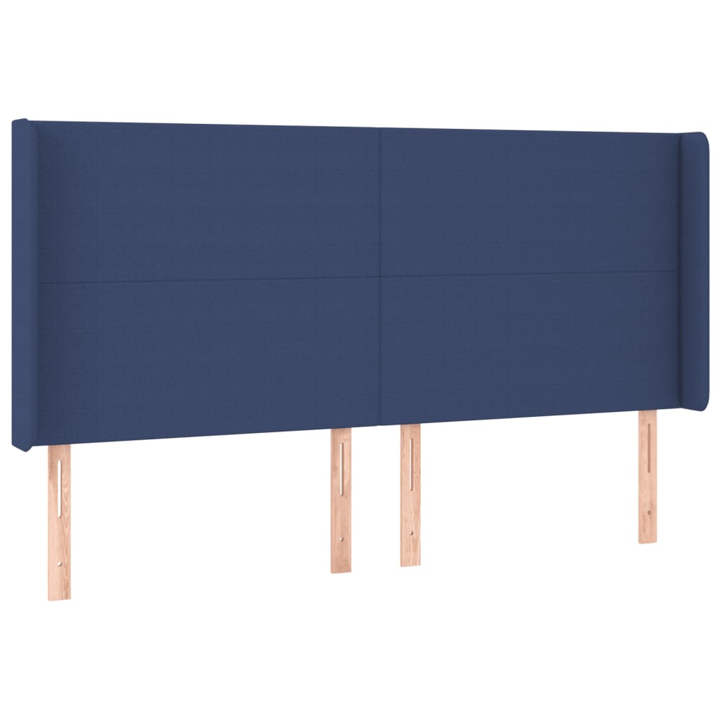 vidaXL Κρεβάτι Boxspring με Στρώμα Μπλε 200x200 εκ. Υφασμάτινο