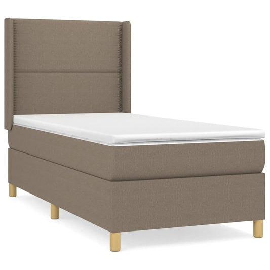 vidaXL Κρεβάτι Boxspring με Στρώμα Taupe 90x190 εκ.Υφασμάτινο