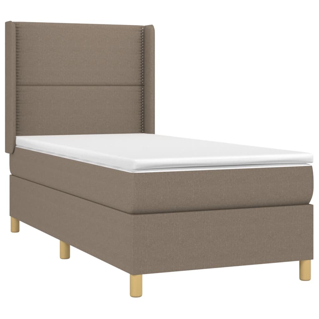 vidaXL Κρεβάτι Boxspring με Στρώμα Taupe 90x190 εκ.Υφασμάτινο
