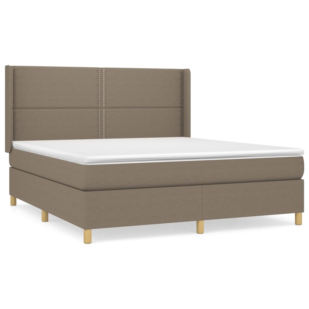 vidaXL Κρεβάτι Boxspring με Στρώμα Taupe 180x200 εκ. Υφασμάτινο