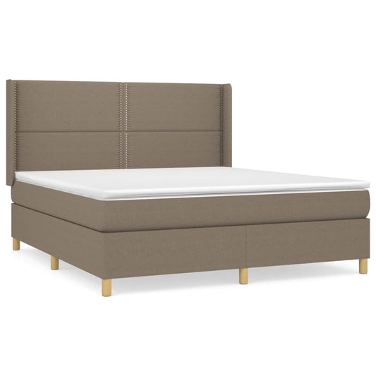 vidaXL Κρεβάτι Boxspring με Στρώμα Taupe 180x200 εκ. Υφασμάτινο