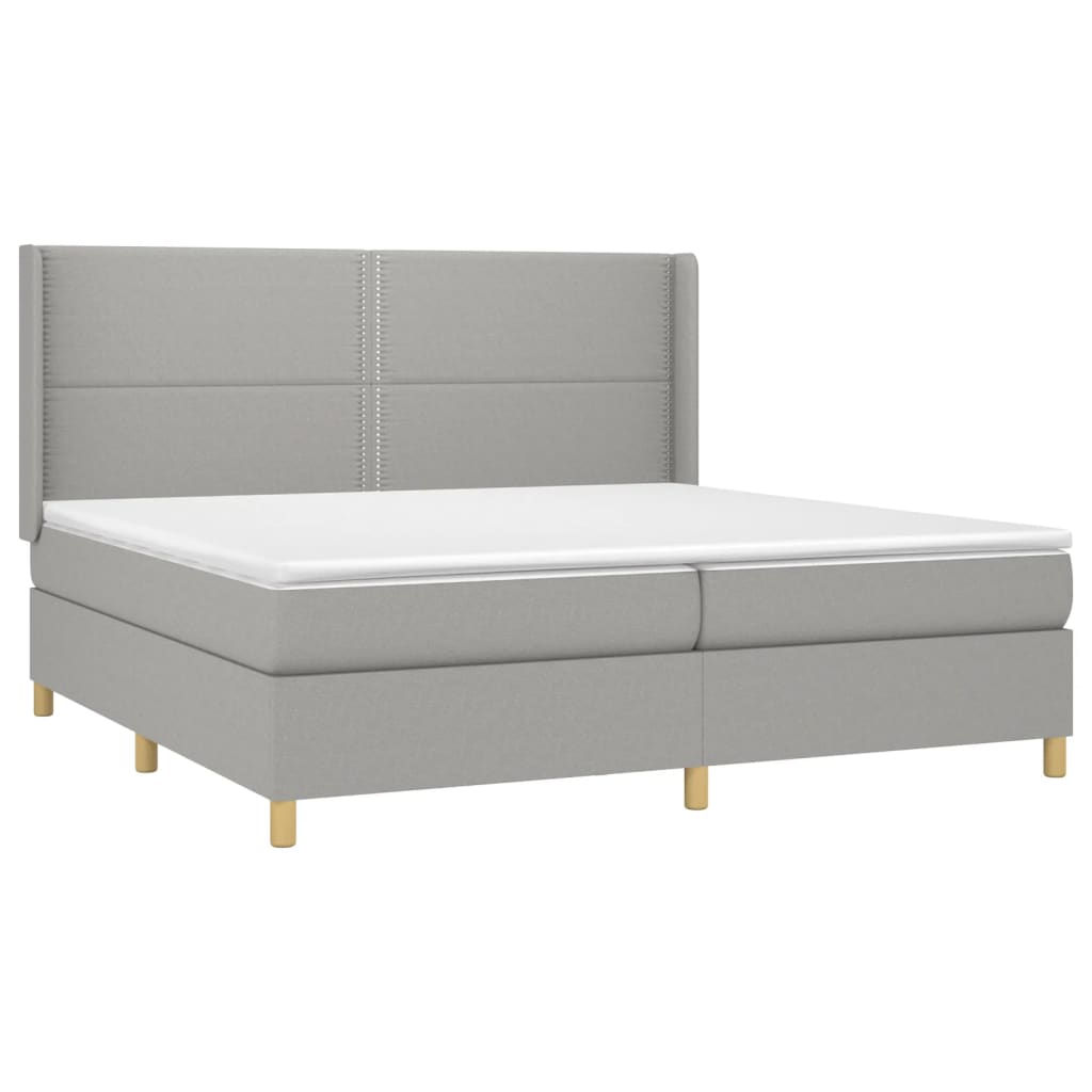 vidaXL Κρεβάτι Boxspring με Στρώμα Ανοιχτό Γκρι 200x200 εκ. Υφασμάτινο