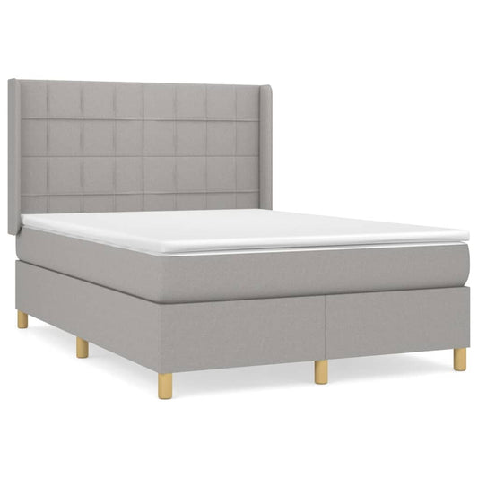 vidaXL Κρεβάτι Boxspring με Στρώμα Ανοιχτό Γκρι 140x200 εκ. Υφασμάτινο