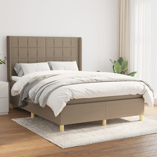 vidaXL Κρεβάτι Boxspring με Στρώμα Taupe 140x200 εκ. Υφασμάτινο