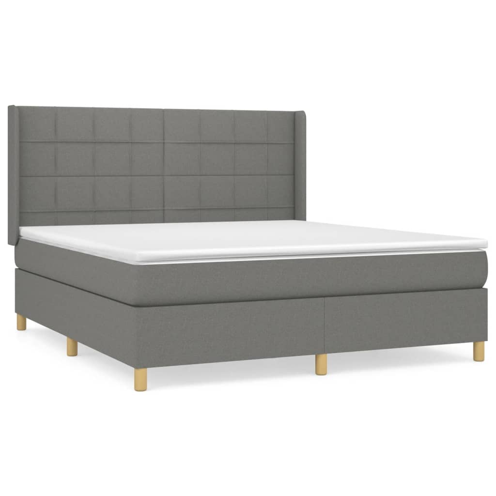 vidaXL Κρεβάτι Boxspring με Στρώμα Σκούρο Γκρι 160x200 εκ Υφασμάτινο