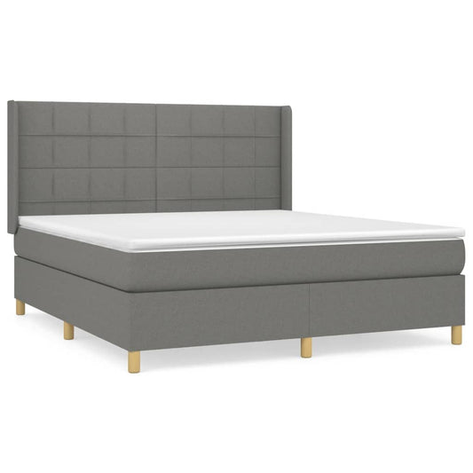 vidaXL Κρεβάτι Boxspring με Στρώμα Σκούρο Γκρι 160x200 εκ Υφασμάτινο