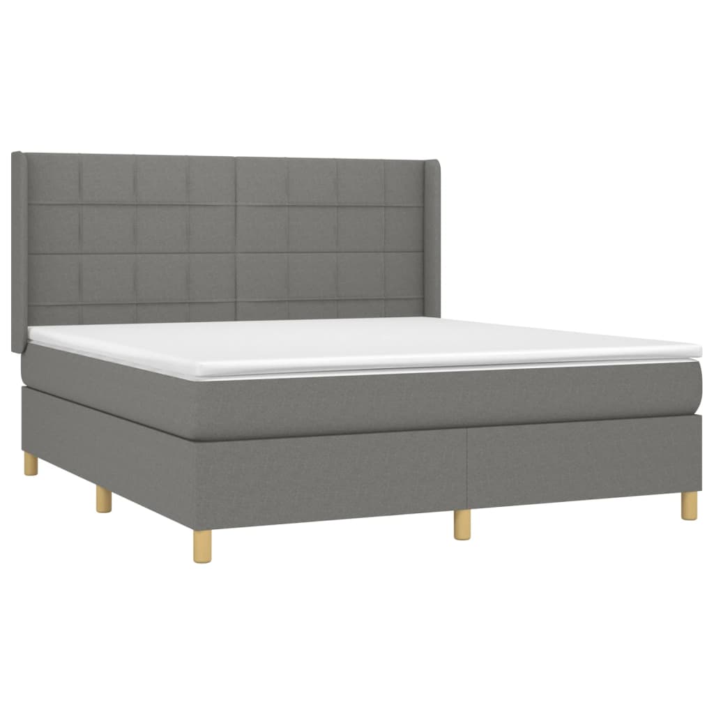 vidaXL Κρεβάτι Boxspring με Στρώμα Σκούρο Γκρι 160x200 εκ Υφασμάτινο