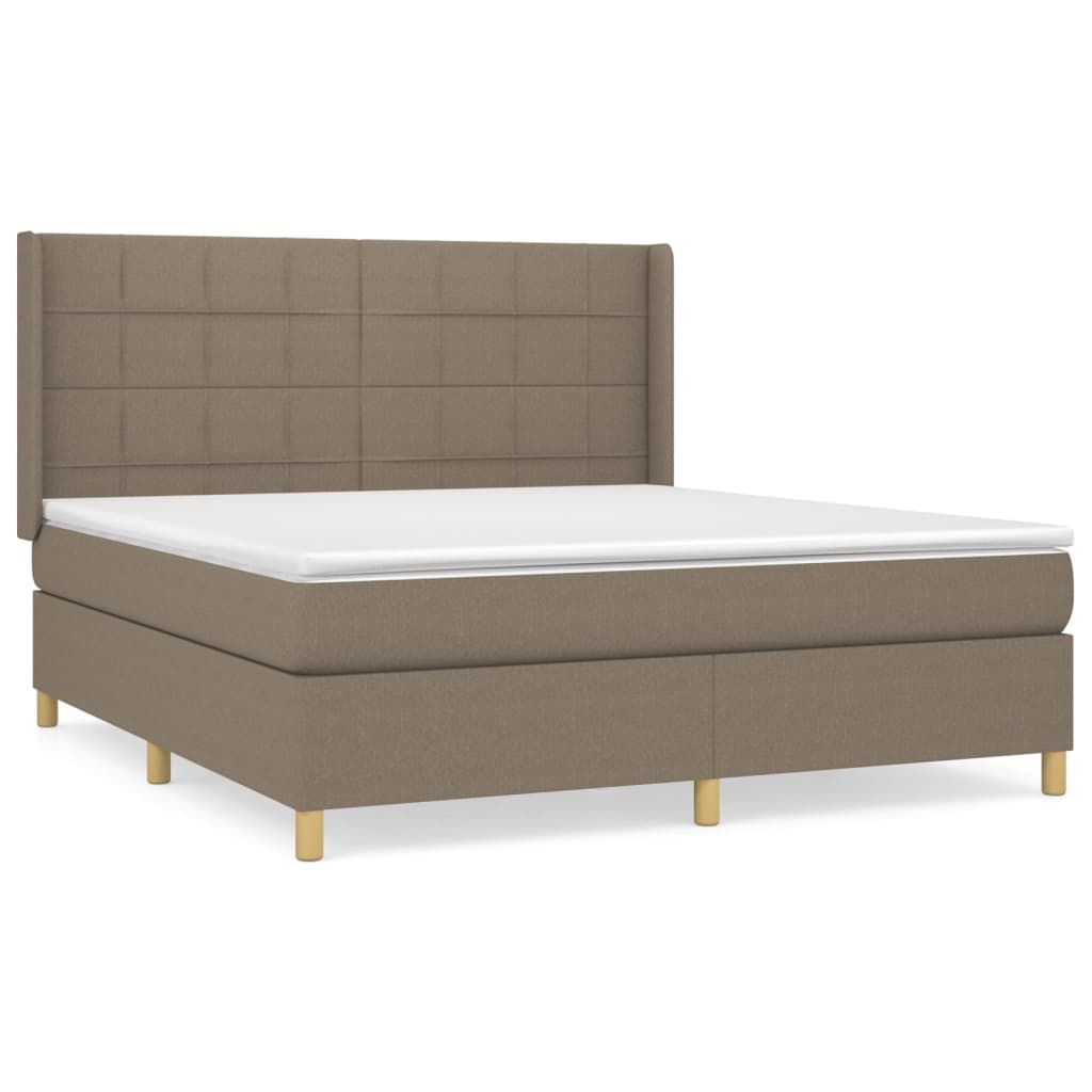 vidaXL Κρεβάτι Boxspring με Στρώμα Taupe 180x200 εκ. Υφασμάτινο