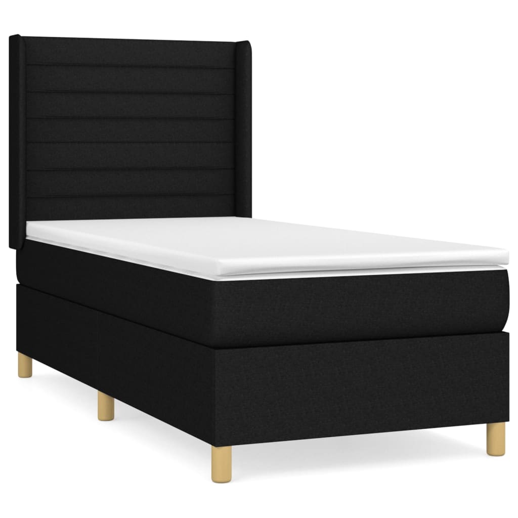 vidaXL Κρεβάτι Boxspring με Στρώμα Μαύρο 80 x 200 εκ. Υφασμάτινο
