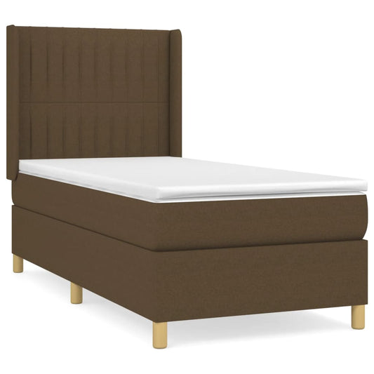 vidaXL Κρεβάτι Boxspring με Στρώμα Σκούρο Καφέ 80x200 εκ. Υφασμάτινο