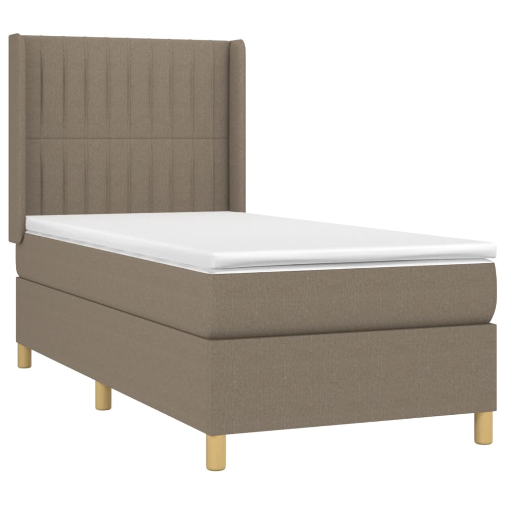 vidaXL Κρεβάτι Boxspring με Στρώμα Taupe 100 x 200 εκ. Υφασμάτινο