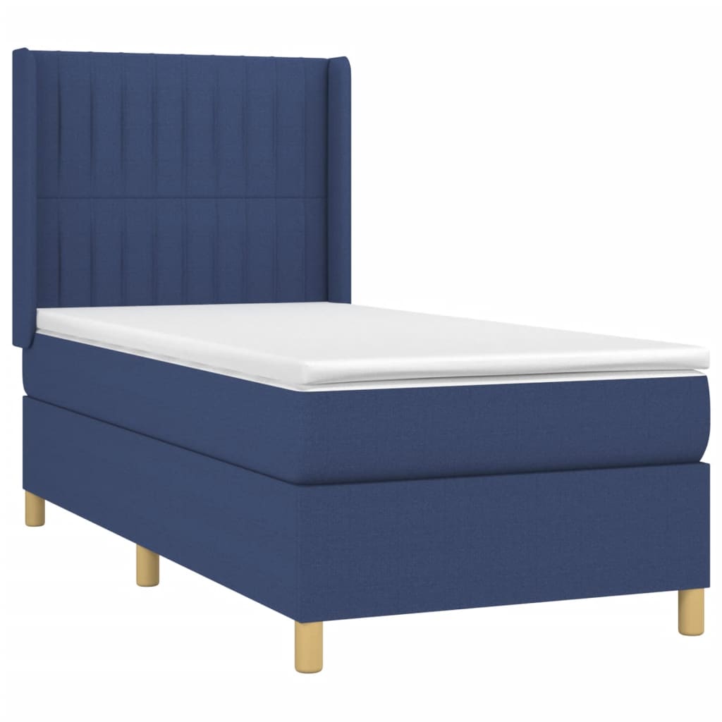 vidaXL Κρεβάτι Boxspring με Στρώμα Μπλε 100 x 200 εκ. Υφασμάτινο