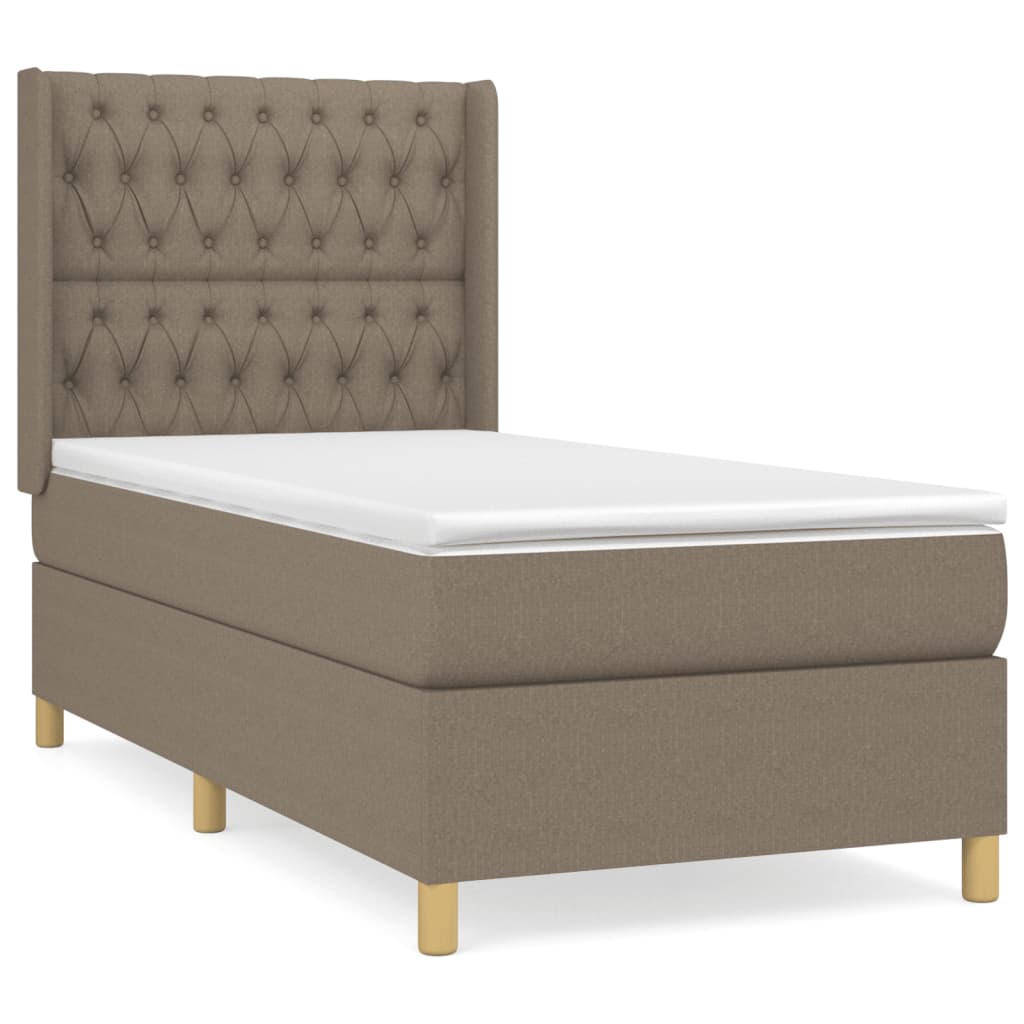 vidaXL Κρεβάτι Boxspring με Στρώμα Taupe 90x190 εκ.Υφασμάτινο