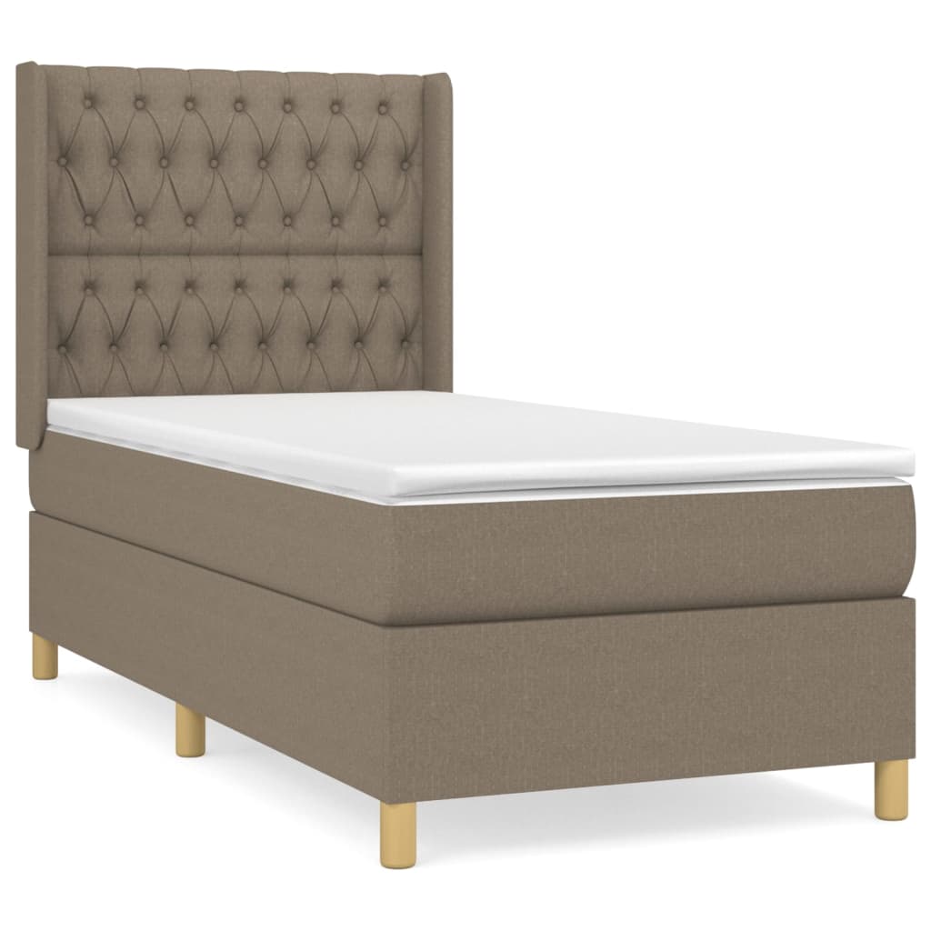 vidaXL Κρεβάτι Boxspring με Στρώμα Taupe 90x200 εκ. Υφασμάτινο