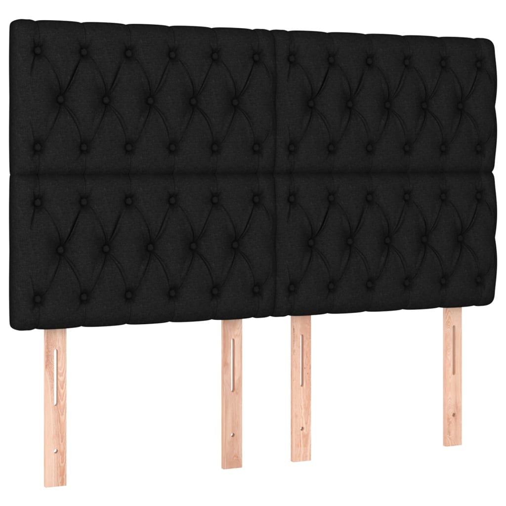 vidaXL Κρεβάτι Boxspring με Στρώμα Μαύρο 140x190 εκ. Υφασμάτινο