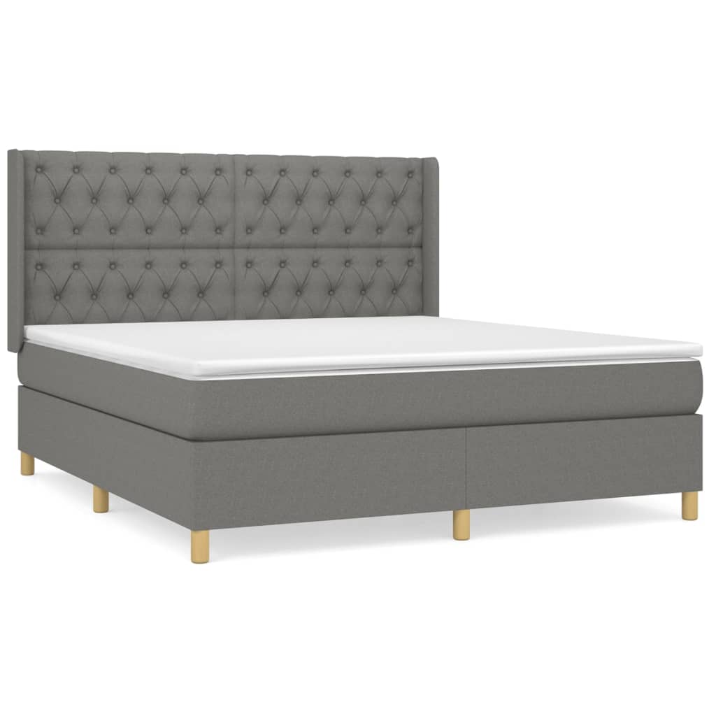 vidaXL Κρεβάτι Boxspring με Στρώμα Σκούρο Γκρι 160x200 εκ Υφασμάτινο