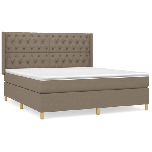vidaXL Κρεβάτι Boxspring με Στρώμα Taupe 160x200 εκ. Υφασμάτινο