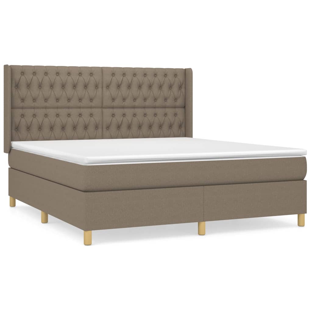 vidaXL Κρεβάτι Boxspring με Στρώμα Taupe 180x200 εκ. Υφασμάτινο