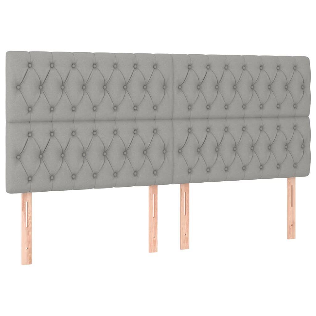 vidaXL Κρεβάτι Boxspring με Στρώμα Ανοιχτό Γκρι 200x200 εκ. Υφασμάτινο