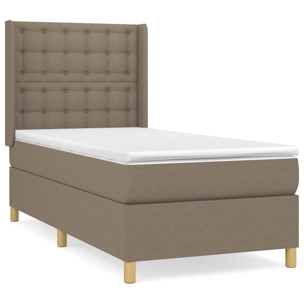 vidaXL Κρεβάτι Boxspring με Στρώμα Taupe 100 x 200 εκ. Υφασμάτινο