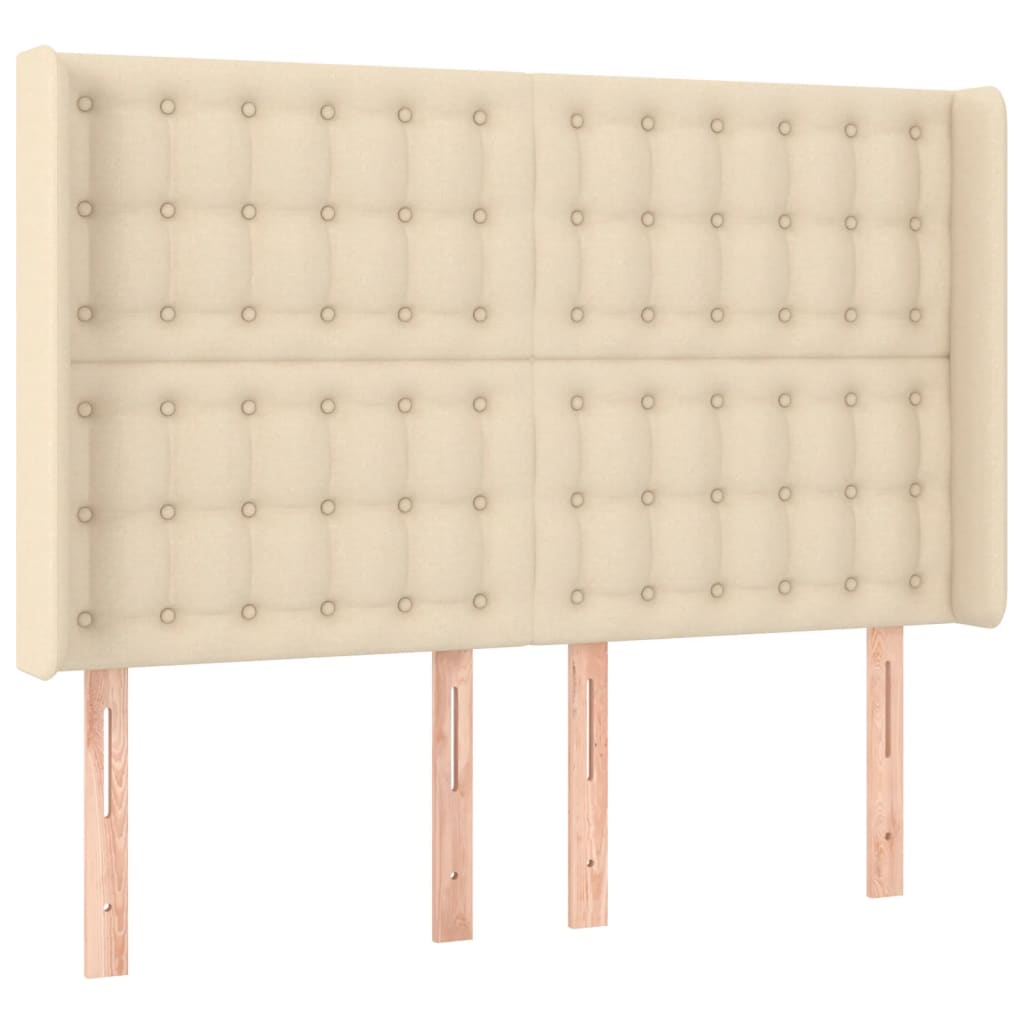 vidaXL Κρεβάτι Boxspring με Στρώμα Κρεμ 140x200 εκ. Υφασμάτινο