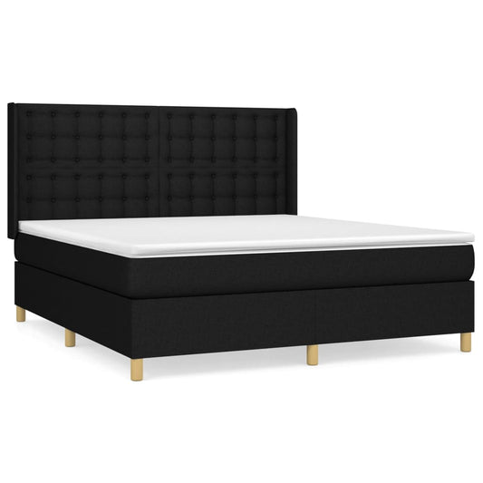 vidaXL Κρεβάτι Boxspring με Στρώμα Μαύρο 160x200 εκ. Υφασμάτινο