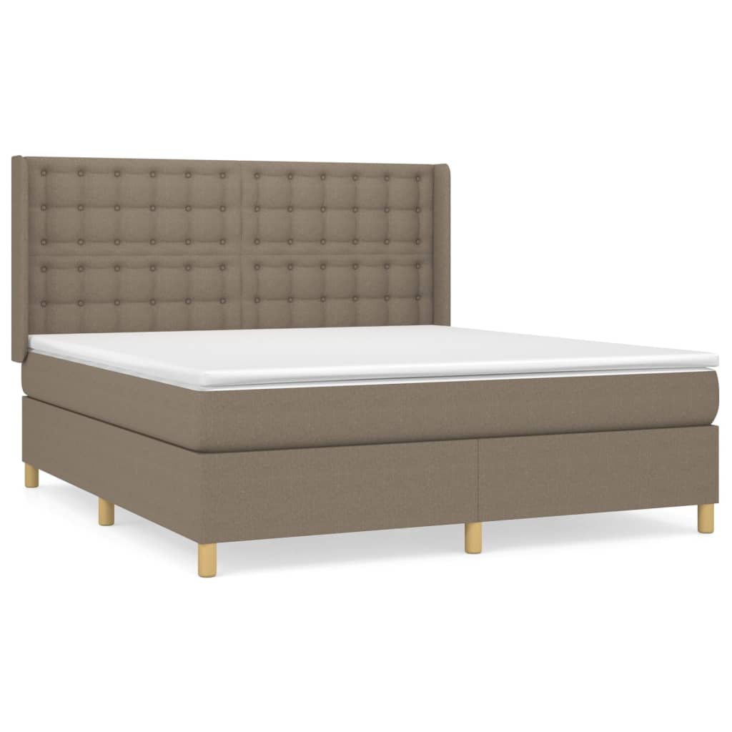 vidaXL Κρεβάτι Boxspring με Στρώμα Taupe 160x200 εκ. Υφασμάτινο