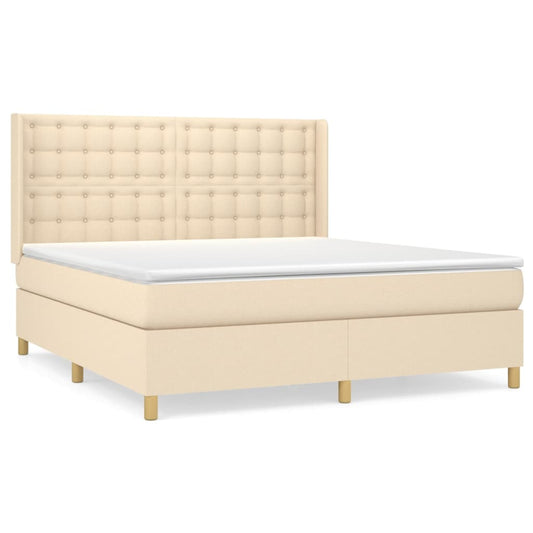 vidaXL Κρεβάτι Boxspring με Στρώμα Κρεμ 160x200 εκ. Υφασμάτινο