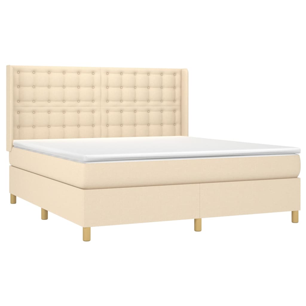 vidaXL Κρεβάτι Boxspring με Στρώμα Κρεμ 160x200 εκ. Υφασμάτινο