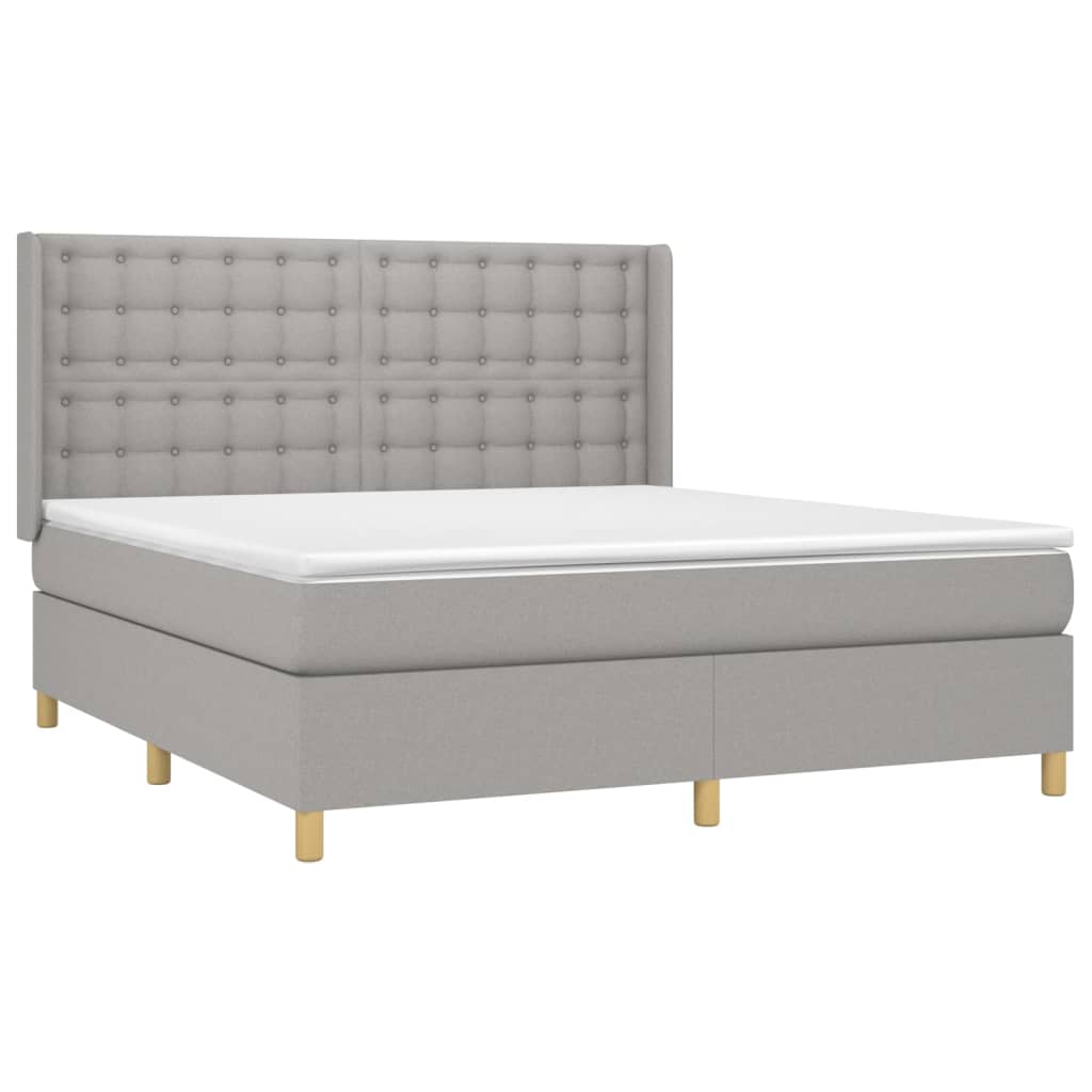 vidaXL Κρεβάτι Boxspring με Στρώμα Ανοιχτό Γκρι 180x200 εκ. Υφασμάτινο