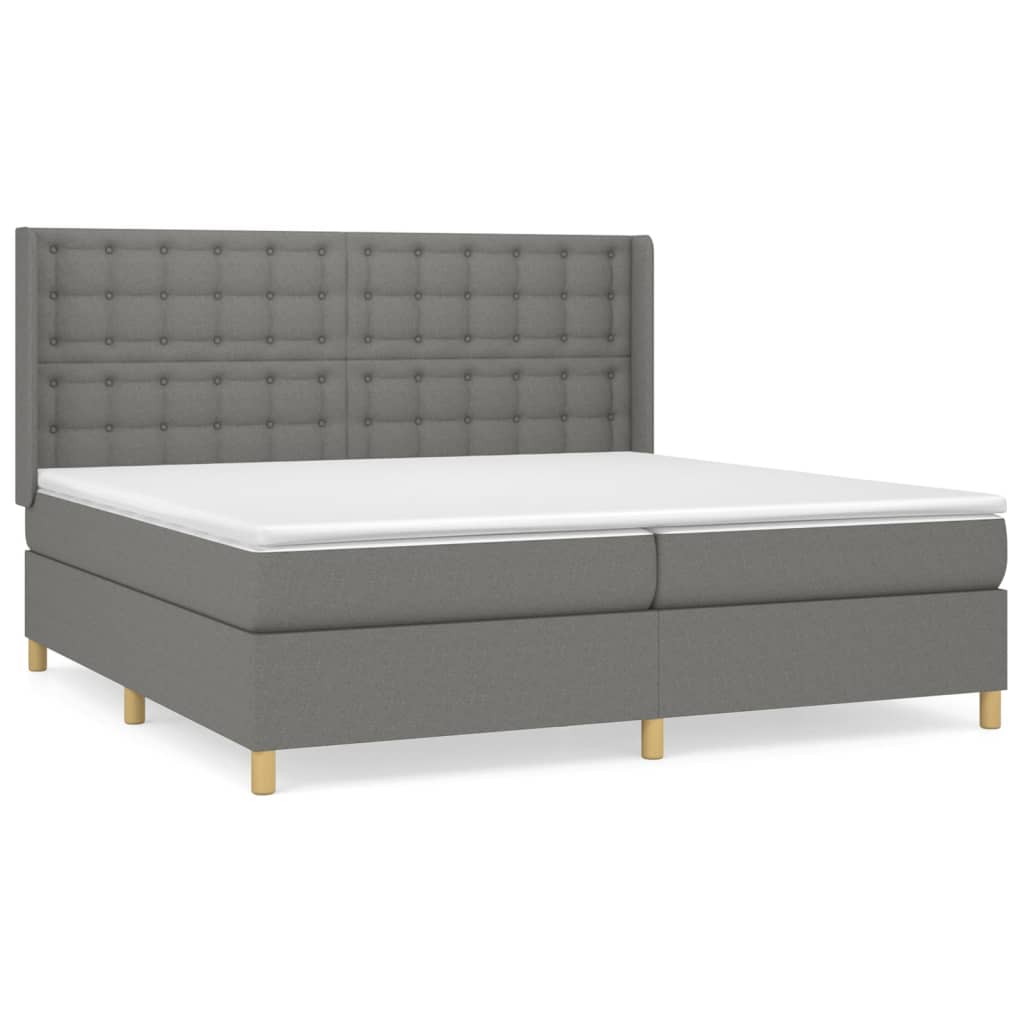vidaXL Κρεβάτι Boxspring με Στρώμα Σκούρο Γκρι 200x200 εκ. Υφασμάτινο