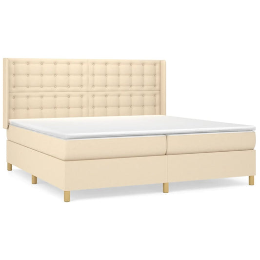 vidaXL Κρεβάτι Boxspring με Στρώμα Κρεμ 200x200 εκ. Υφασμάτινο