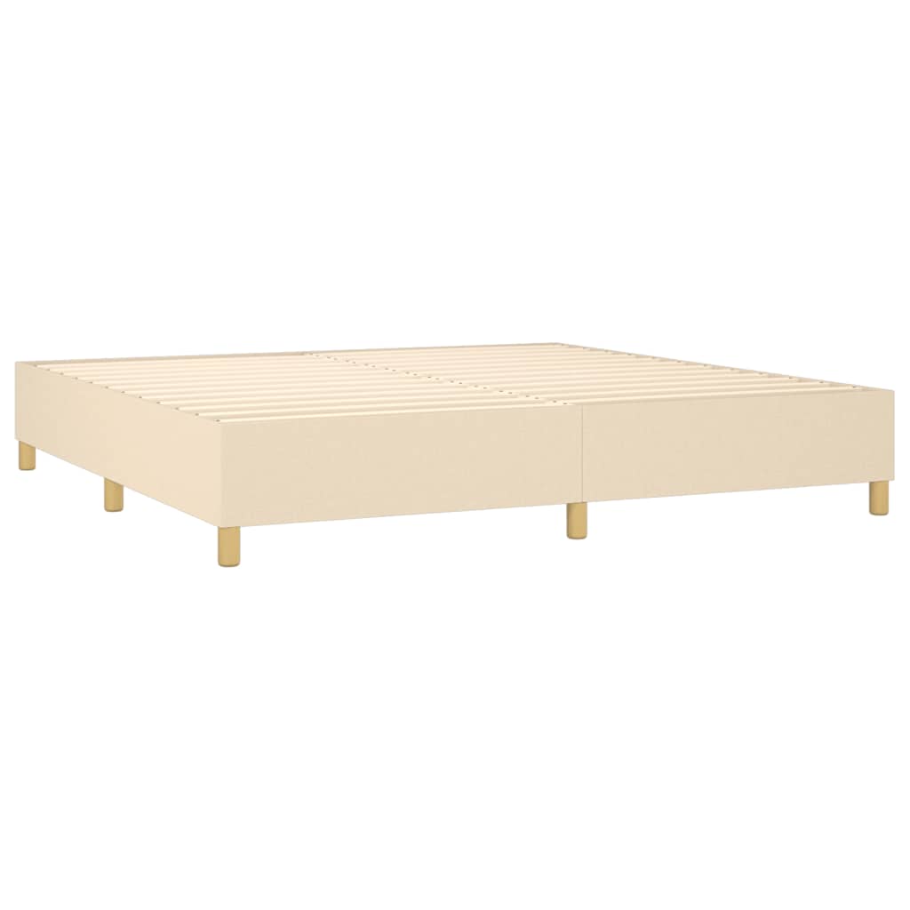vidaXL Κρεβάτι Boxspring με Στρώμα Κρεμ 200x200 εκ. Υφασμάτινο