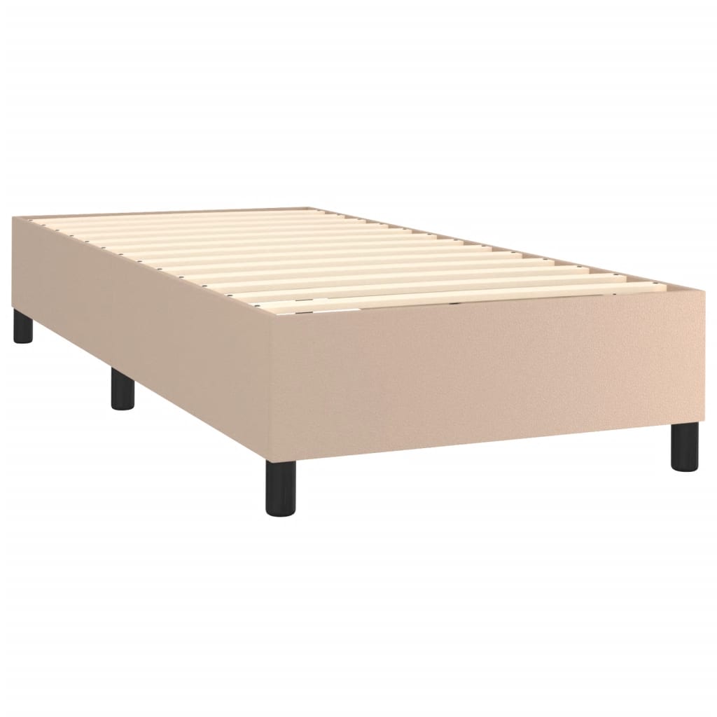 vidaXL Κρεβάτι Boxspring με Στρώμα Καπουτσίνο 100x200εκ.από Συνθ.Δέρμα