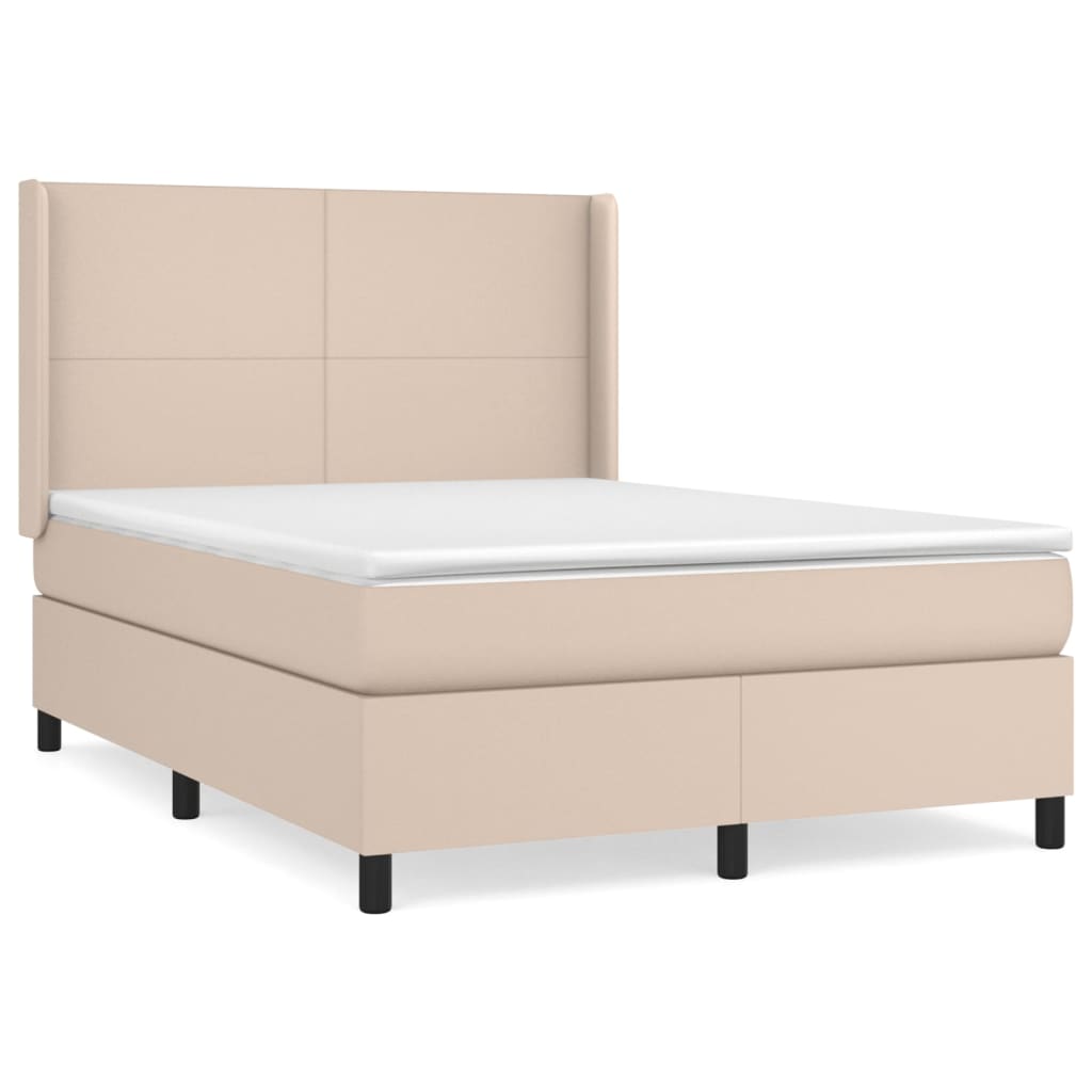 vidaXL Κρεβάτι Boxspring με Στρώμα Καπουτσίνο 140x200εκ.από Συνθ.Δέρμα