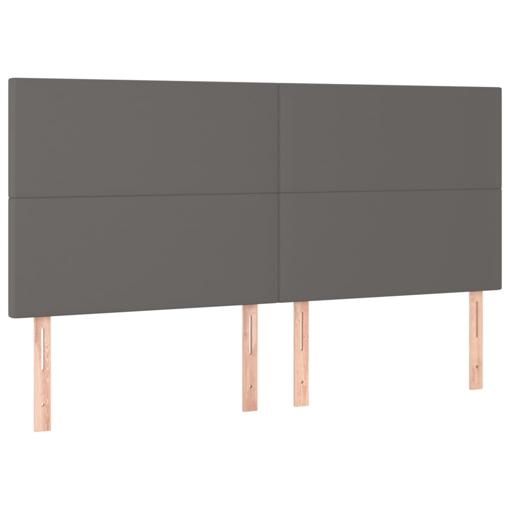 vidaXL Κρεβάτι Boxspring με Στρώμα Γκρι 160x200εκ. από Συνθετικό Δέρμα
