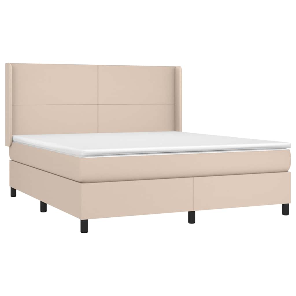 vidaXL Κρεβάτι Boxspring με Στρώμα Καπουτσίνο 180x200 εκ. Συνθ. Δέρμα