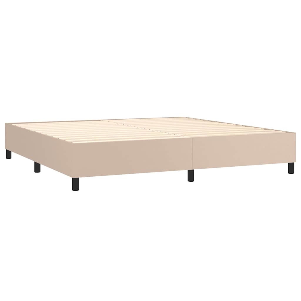 vidaXL Κρεβάτι Boxspring με Στρώμα Καπουτσίνο 200x200εκ.από Συνθ.Δέρμα